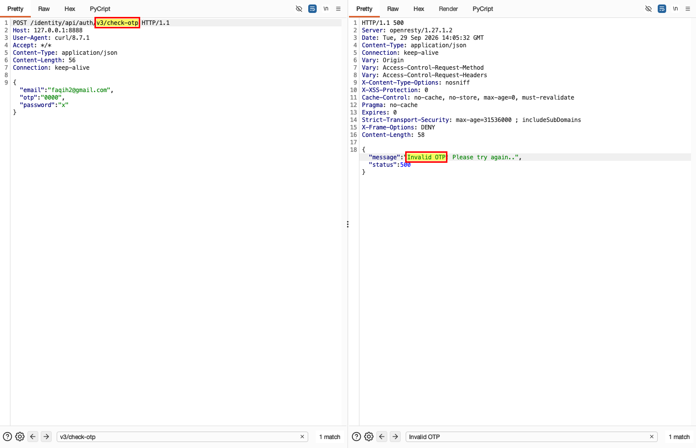 Improper Inventory Management - Authentication - OTP Endpoint Versions — Current version: v3/check-otp