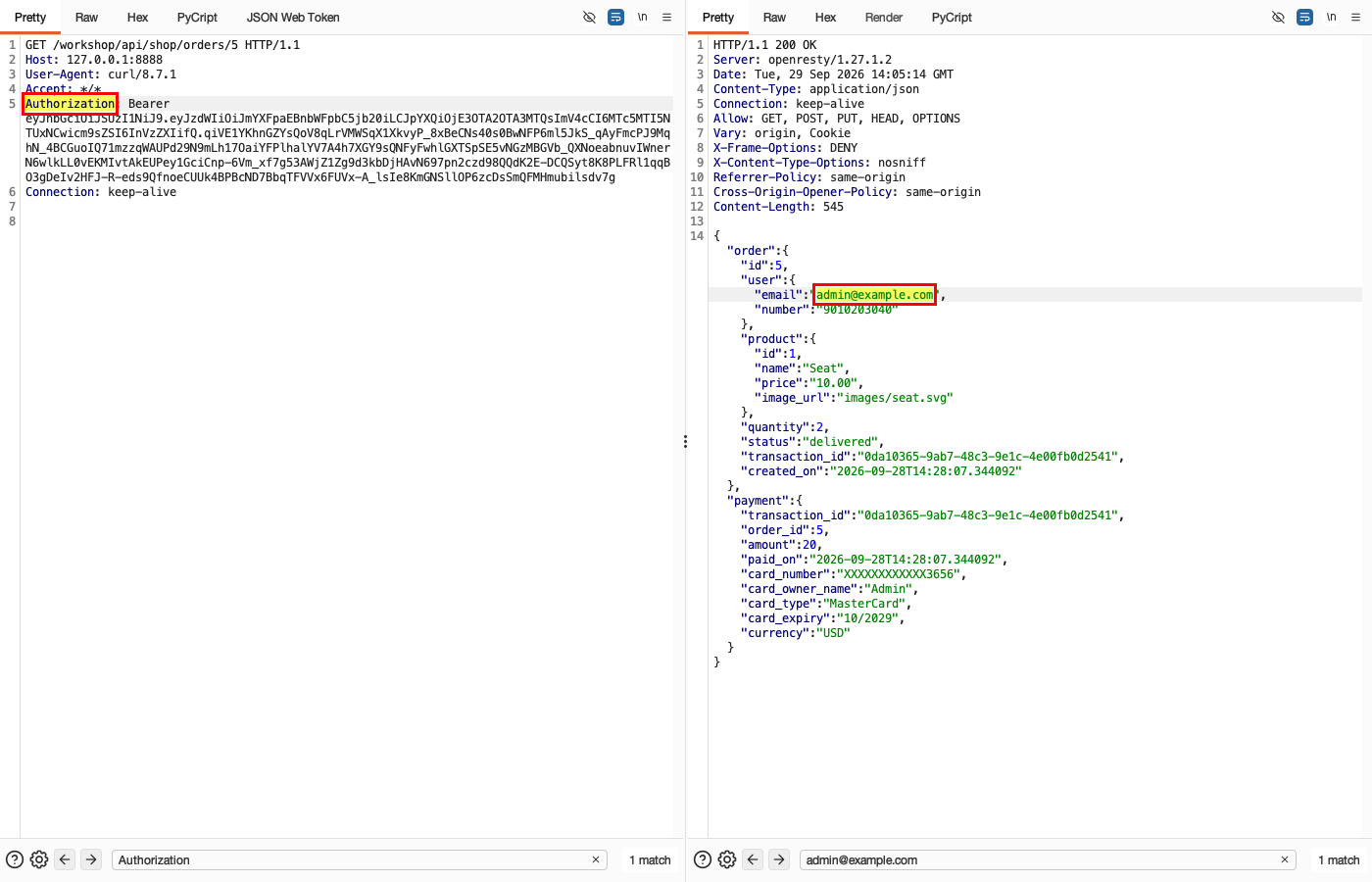 Unauthenticated Order Access - Shop - Order Details — Normal: authenticated order access