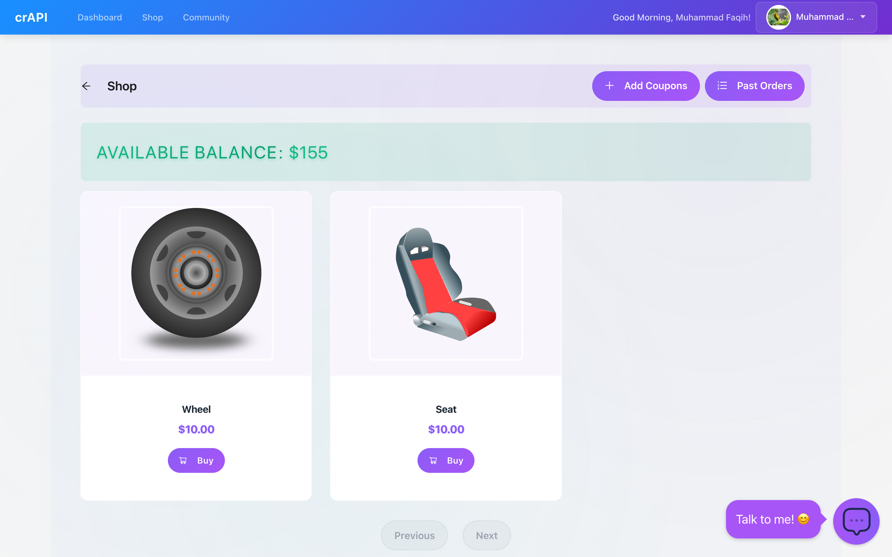 crAPI — shop